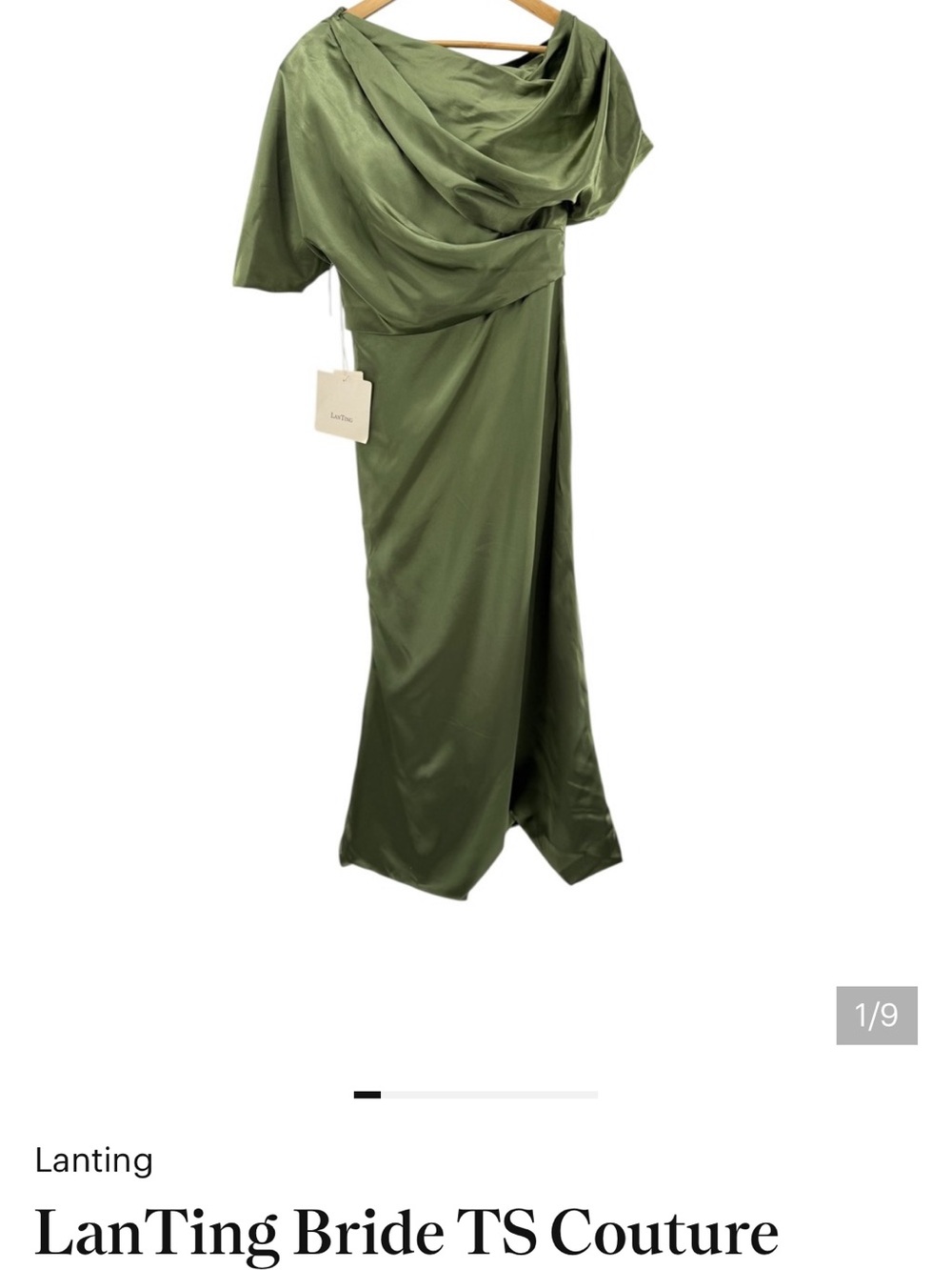 LanTing One-Shoulder Olive Satin Evening Dress